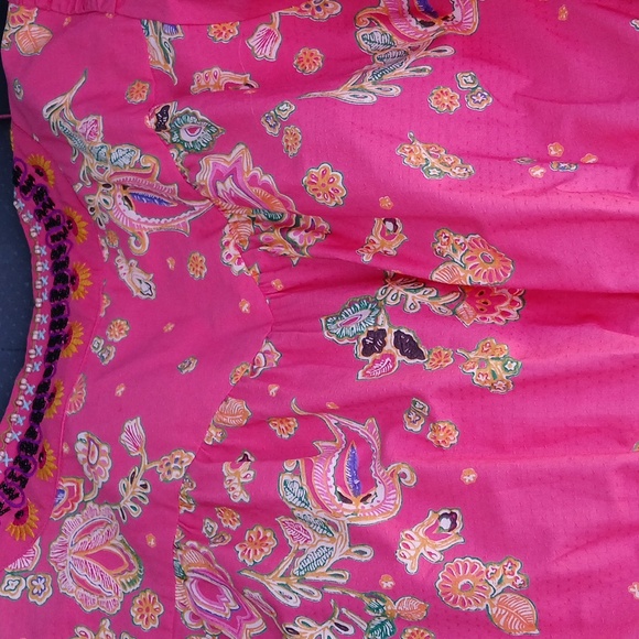 Anthropologie Raquel Long Sleeve Beaded Embroidered Mini Wrap Dress Pink M - Picture 14 of 17